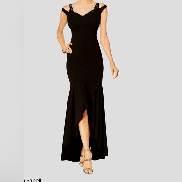 Adrianna Papell Black Dress with Sequin Embellishments - Picture 1 of 8